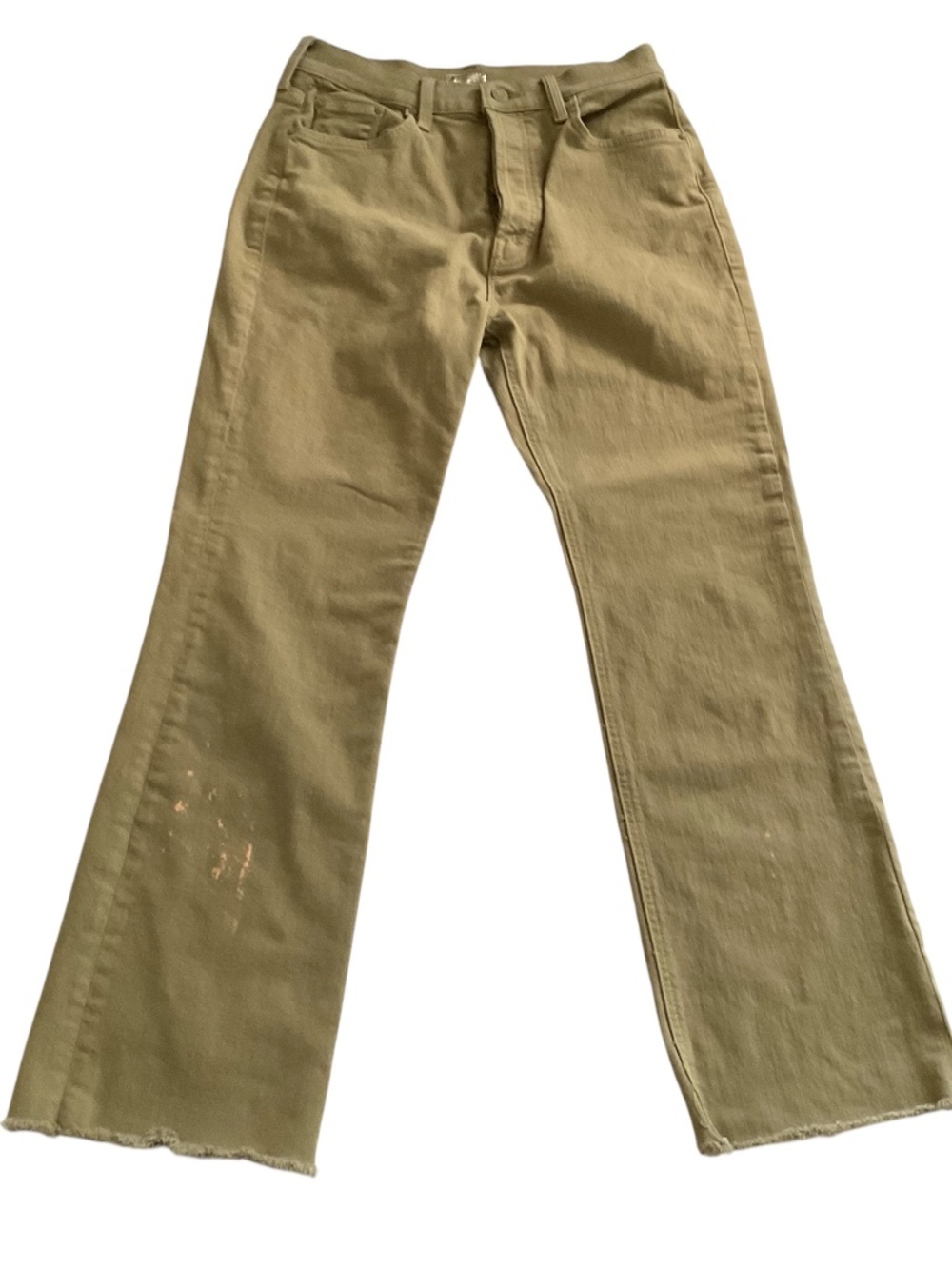 MOTHER The Tripper Flood Fray Jeans Sz 27 Khaki Play Date Trashed Streetwear